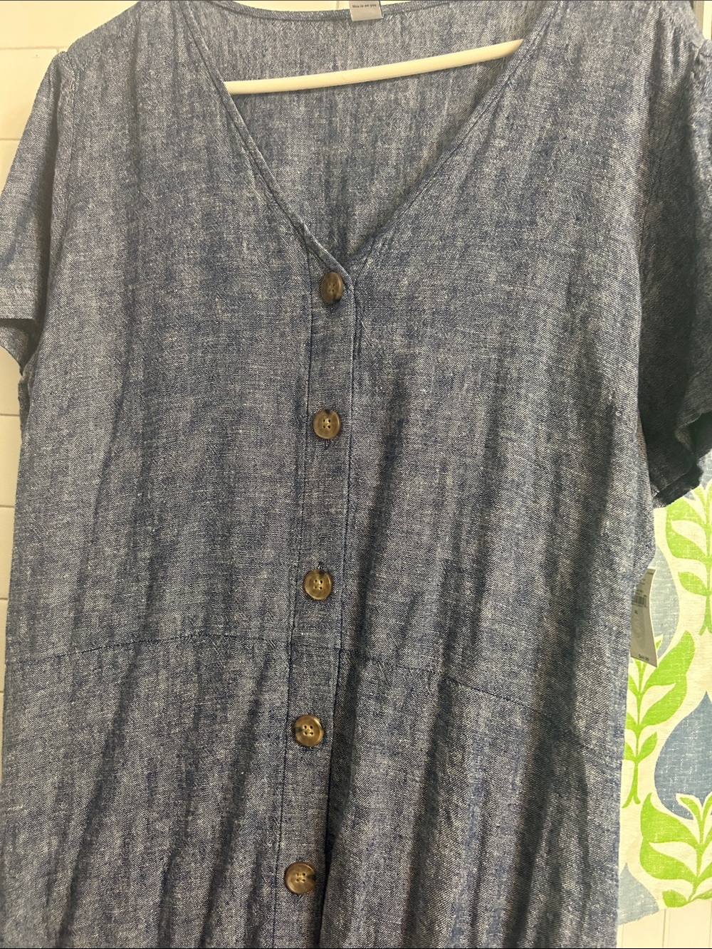 Old Navy Chambray Short-Sleeve Button-Front Shirt Dress in Denim Blue NWT